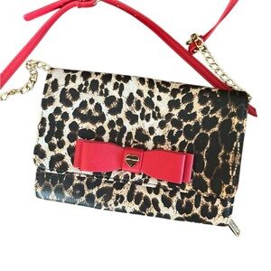 Betsey Johnson Animal Print w Red Trim & Gold Hardware Crossbody Bag NWOT